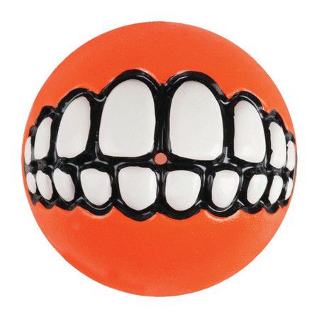 ROGZ Игрушка для собак ROGZ Grinz M мяч с принтом "зубы" и отверстием для лакомства Оранжевый - 64 мм