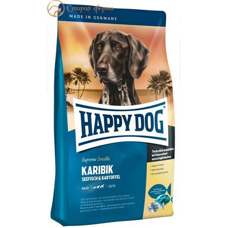 Happy Dog Сухой корм Happy Dog Supreme Sensible Karibik для взрослых собак при аллергии с морской рыбой