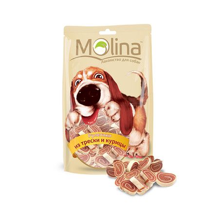 Molina Molina для собак Рулетики из трески и курицы, 80г