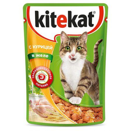 Kitekat Kitekat корм для кошек в паучах с Курицей в желе 28 шт х 85 гр