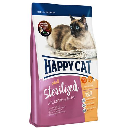 Happy Cat Сухой корм Happy Cat Adult Sterilised Atlantik Lachs для стерилизованных кошек с лососем - 4 кг