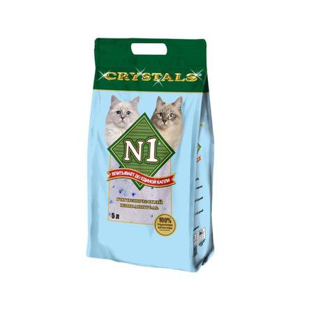 N1 Наполнитель №1 Crystals силикагелевый для кошачьего туалета 5 л