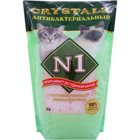 N1 Наполнитель №1 Crystals антибактериальный силикагелевый для кошачьего туалета 5 л