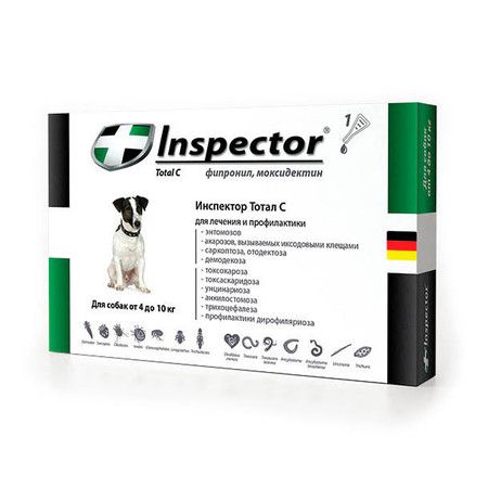 Inspector Inspector капли для собак весом 4-10 кг от наружных и внутренних паразитов 0,8 мл
