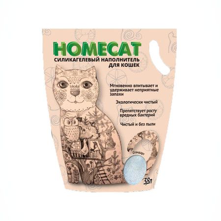 HOMECAT Homecat Стандарт cиликагелевый впитывающий наполнитель без запаха - 3,6 л