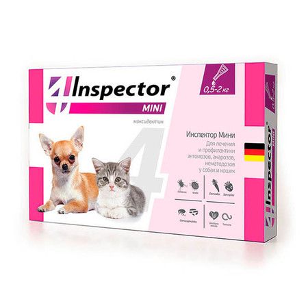 Inspector Inspector mini капли для собак и кошек с 3 недель от наружных и внутренних паразитов 0,4 мл