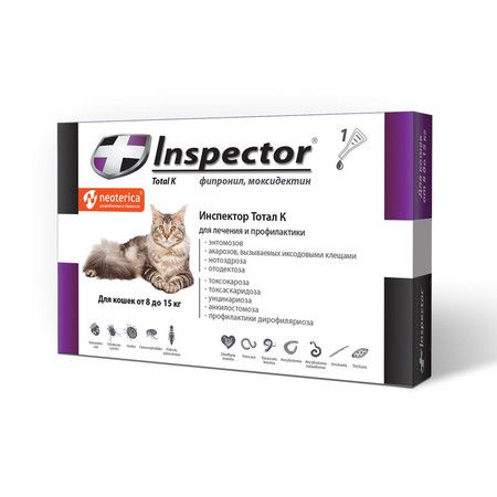 Inspector Inspector Тотал К капли для кошек от 8 до 15 кг от внешних и внутренних паразитов - 1 пипетка