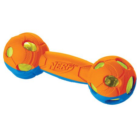 Nerf Игрушка для собак Nerf Гантель двухцветная светящаяся - 17,5 см