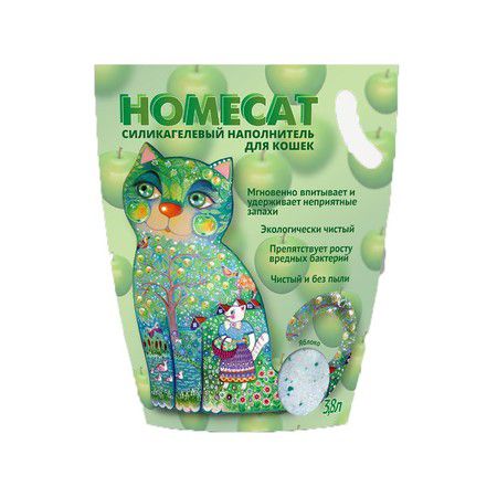 HOMECAT Homecat Яблоко cиликагелевый впитывающий наполнитель с ароматом яблока - 3,8 л