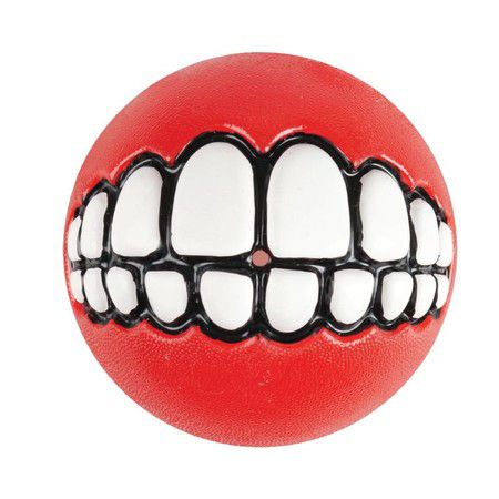 ROGZ Игрушка для собак ROGZ Grinz M мяч с принтом "зубы" и отверстием для лакомства Красный - 64 мм