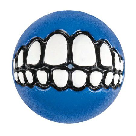 ROGZ Игрушка для собак ROGZ Grinz S мяч с принтом "зубы" и отверстием для лакомства Синий - 49 мм