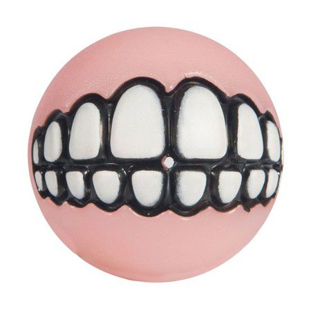 ROGZ Игрушка для собак ROGZ Grinz M мяч с принтом "зубы" и отверстием для лакомства Розовый - 64 мм