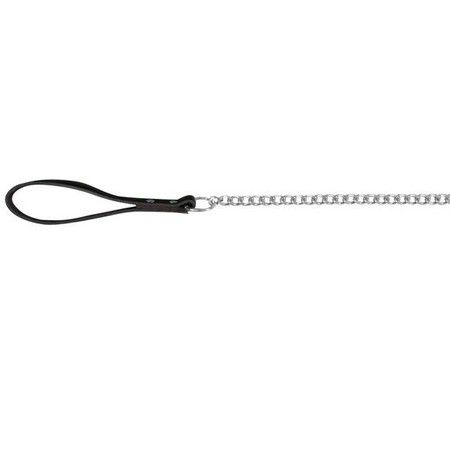TRIXIE Поводок-цепь Trixie для собак 1,00 м/3 мм хромированный металл с кожаной ручкой черный