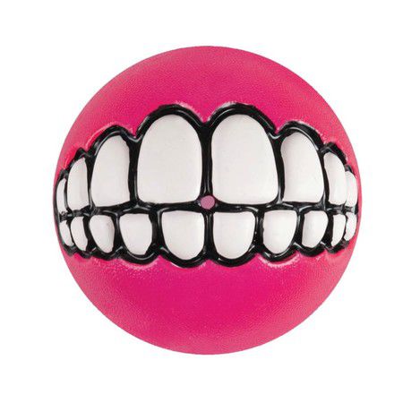 ROGZ Игрушка для собак ROGZ Grinz S мяч с принтом "зубы" и отверстием для лакомства Розовый - 49 мм