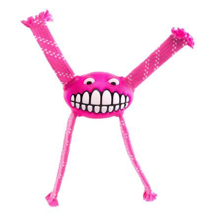 ROGZ Игрушка для собак ROGZ Flossy Grinz M с принтом "зубы" и пищалкой розовая - 210 мм