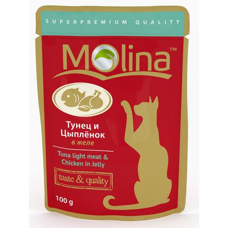 Molina Molina паучи для кошек Тунец и цыпленок в желе - 100 гр х 24 шт
