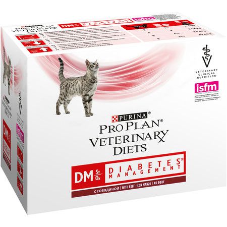 Purina Veterinary Purina Pro Plan Veterinary Diets DM паучи для кошек с диабетом с говядиной - 85 г х 4 шт