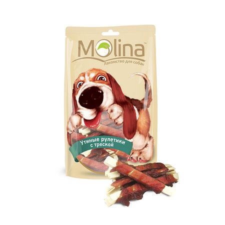 Molina Molina для собак Утиные рулетики с треской, 80г