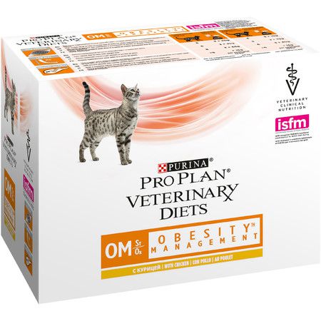 Purina Veterinary Purina Pro Plan Veterinary Diets OM паучи для кошек с ожирением с курицей - 85 г