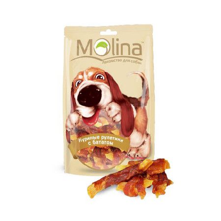 Molina Molina для собак Куриные рулетики с бататом, 80г