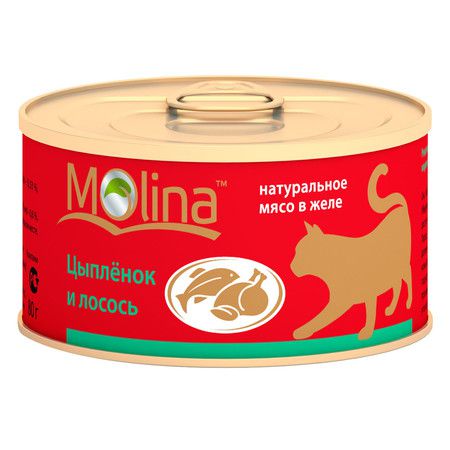 Molina Molina консервы для кошек Цыпленок с лососем - 80 гр х 12 шт