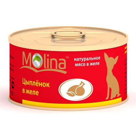 Molina Molina консервы для собак Цыпленок в желе - 80 гр х 12 шт