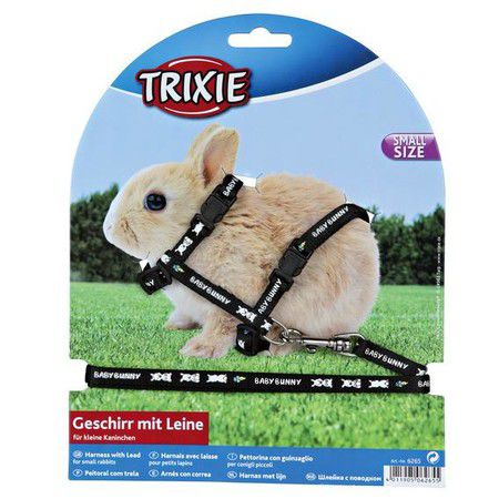 TRIXIE Шлейка Trixie для крольчат с поводком 8 мм/1,20 м нейлоновая с рисунком