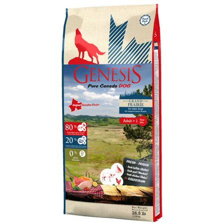 GENESIS Genesis Pure Canada Grand Prairie Adult для взрослых собак всех пород с чувствительным пищеварением с курицей, буйволом и перепелками
