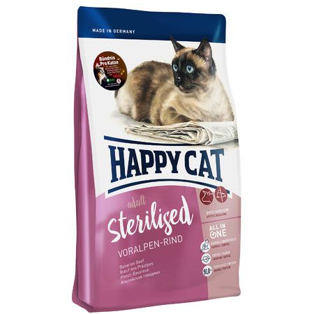 Happy Cat Сухой корм Happy Cat Adult Sterilised Voralpen Rind для стерилизованных кошек с говядиной