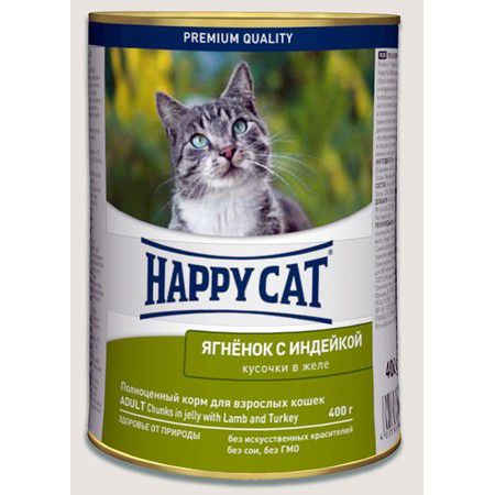 Happy Cat Консервы Happy Cat для взрослых кошек с ягненком и индейкой - 400 г