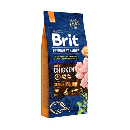 Brit Brit Premium by Nature Senior S+M сухой корм для пожилых собак мелких и средних пород с курицей