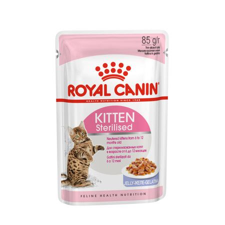 Royal Canin Влажный корм Royal Canin Kitten Sterilised для котят кусочки в желе в паучах - 85 г