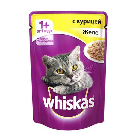 Whiskas Whiskas паучи в форме желе с курицей для взрослых кошек от 1 года - 85 г