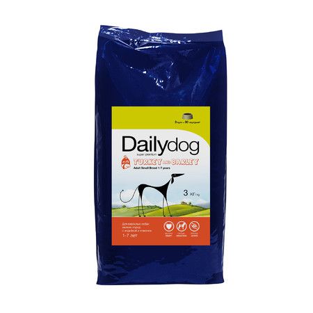 Dailydog Сухой корм Dailydog Adult Small Breed для взрослых собак мелких пород с индейкой и ячменем - 3 кг
