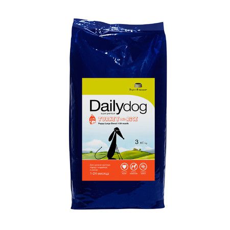 Dailydog Сухой корм Dailydog Puppy Large Breed Turkey and Rice для щенков крупных пород с индейкой и рисом - 3 кг