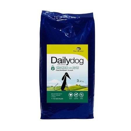 Dailydog Сухой корм Dailydog Puppy Small Breed Chicken and Rice для щенков мелких и миниатюрных пород с курицей и рисом - 3 кг