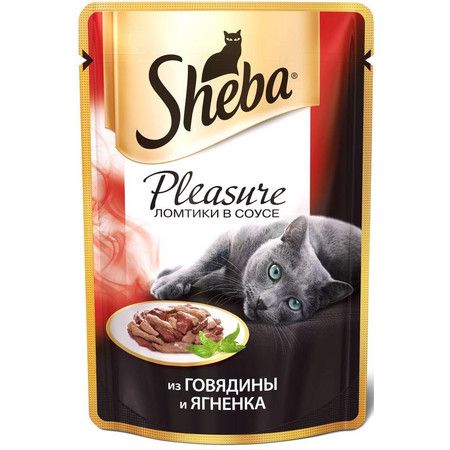 Sheba Sheba паучи в форме ломтиков говядины и ягненка в соусе для взрослых кошек - 85 г