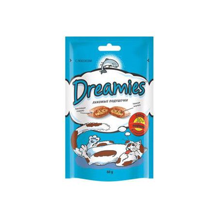 Dreamies Dreamies лакомые подушечки для кошек с лососем 60 г