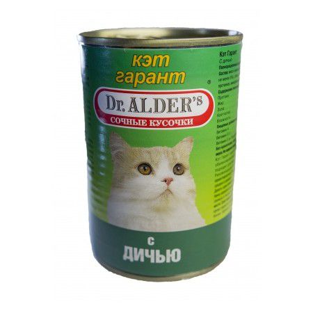 Dr. Alders Консервы Dr. Alder's Cat Garant для взрослых кошек с дичью 415 гр х 24 шт