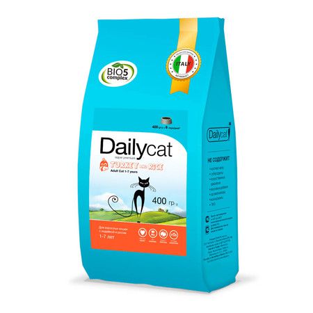 Dailycat Сухой корм Dailycat Adult Turkey & Rice для взрослых кошек с индейкой и рисом - 400 г