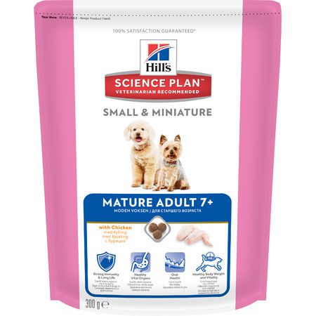 Hills Hill's Science Plan Small & Miniature сухой корм для собак мелких и миниатюрных пород старше 7 лет с курицей - 300 г