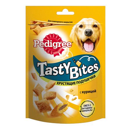 Pedigree Лакомство Pedigree Tasty Bites для собак в форме ароматных кусочков с курицей - 130 г