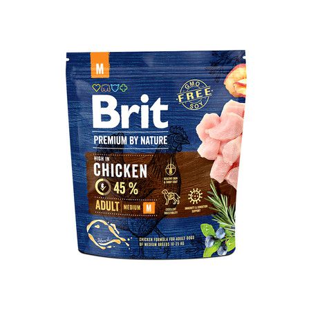 Brit Brit Premium by Nature Adult M сухой корм для собак средних пород с курицей - 1 кг