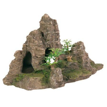 TRIXIE Грот Trixie для аквариума скалы с пещерой и растениями 22 см пластиковый