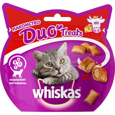 Whiskas Лакомство Whiskas Duo с говядиной и сыром для взрослых кошек - 40 г