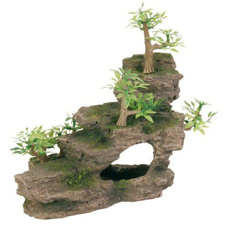 TRIXIE Грот Trixie для аквариума каменная лестница с растениями 19,5 см пластиковый
