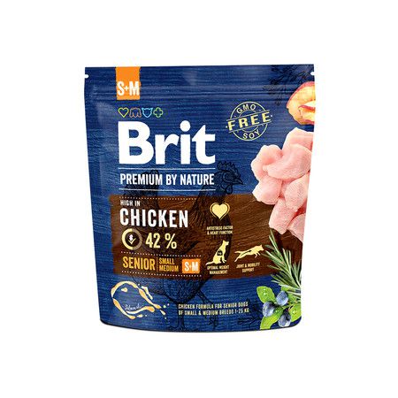 Brit Brit Premium by Nature Senior S+M сухой корм для пожилых собак мелких и средних пород с курицей - 1 кг
