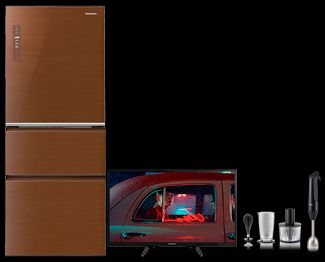Холодильник + LED телевизор + Блендер Panasonic NR-C535YG-T8 + TX-32ESR500 + MX-S301KTQ