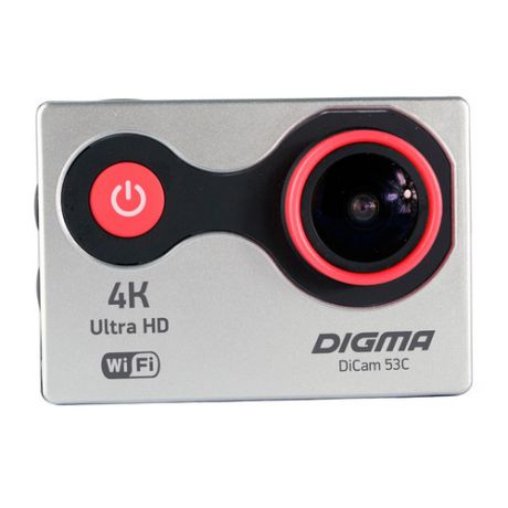 Экшн-камера DIGMA DiCam 53C 4K, WiFi, серебристый/ оранжевый [dc53c]