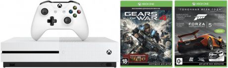 Microsoft Xbox One S 500Gb + Gears of War 4 + Forza Motorsport 5 (белый)